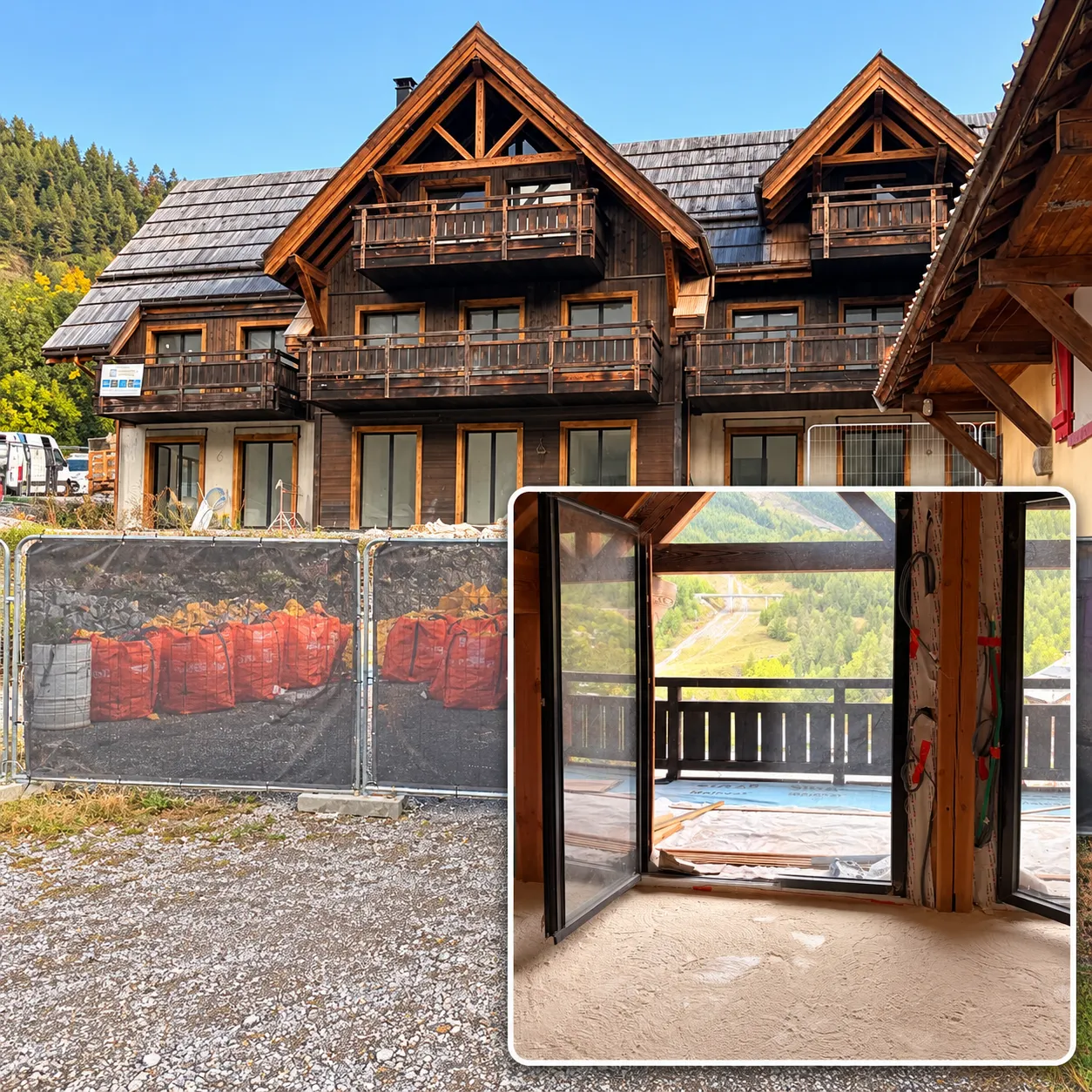 Montage de la résidence d’Auron et d’un détail de son sol isolé
